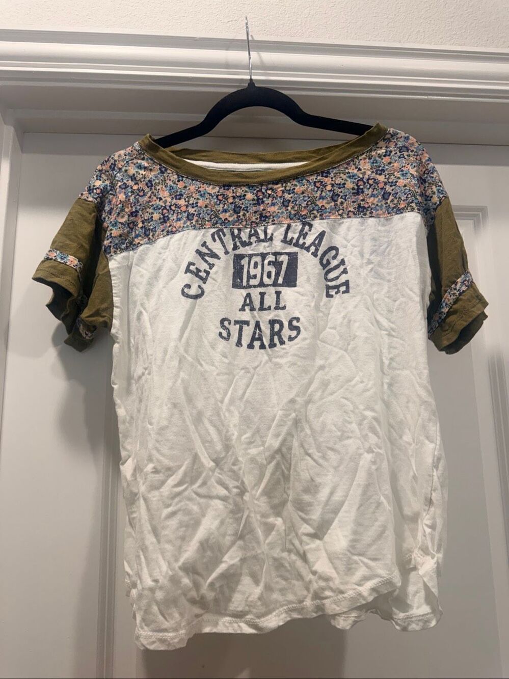 Anthropologie Pilcro Graphic Tee Size S 1967 All Stars Floral Mixed Media Top